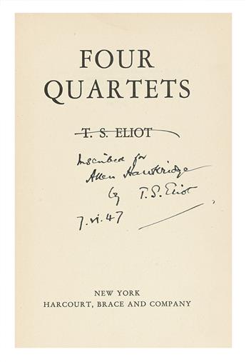 ELIOT, T.S. Old Possums Book of Practical Cats * Four Quartets.